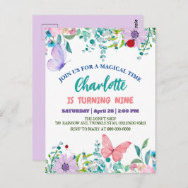 かわいいレディバグ 水玉模様 花 フラワー 誕生日 名前 ポストカード