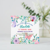 かわいいレディバグ 水玉模様 花 フラワー 誕生日 名前 招待状 (スタンド正面)