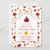 かわいいレディバグ 1歳の誕生日招待状 招待状 (正面)