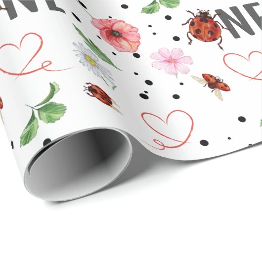 かわいいレディーバグのギフト1歳の誕生日 ラッピングペーパー (ロールコーナー)