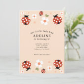 かわいいレディーバグバースデーパーティ招待状 招待状 (スタンド正面)