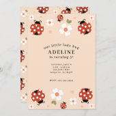 かわいいレディーバグバースデーパーティ招待状 招待状 (正面/裏面)