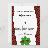 かわいいレディーバグパーティー2nd誕生日招待状カード 招待状 (正面)