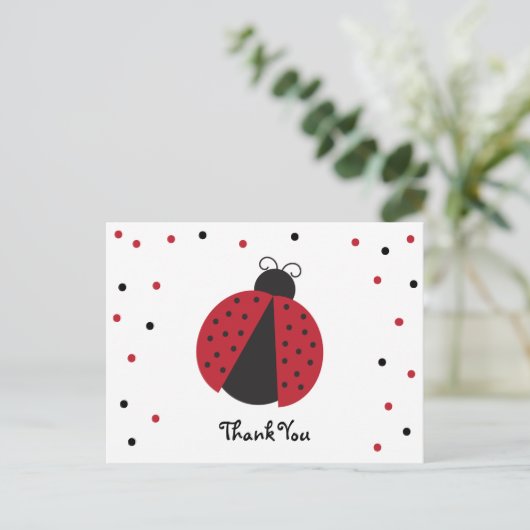 かわいいレディーバグ誕生日ありがとう ポストカード (スタンド正面)