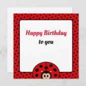 かわいいレディーバグ誕生日フラットカード (正面/裏面)