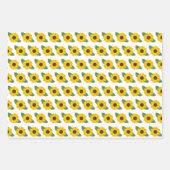 かわいいレディーバグ&ひまわり花柄 ラッピングペーパーシート (正面3)