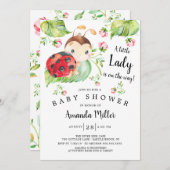 かわいいレディーレディーレディーバグ赤ちゃんシャワー 招待状 (正面/裏面)