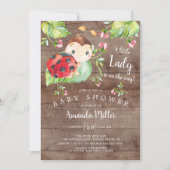 かわいいレディーレディーレディーバグ赤ちゃんシャワー 招待状 (正面)