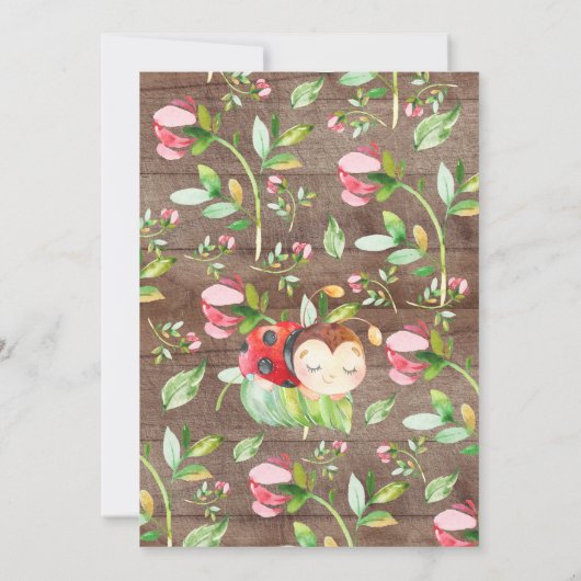 かわいいレディーレディーレディーバグ赤ちゃんシャワー 招待状 (裏面)