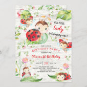 かわいいレディーレディーレディーバグ1st誕生日 招待状 (正面/裏面)