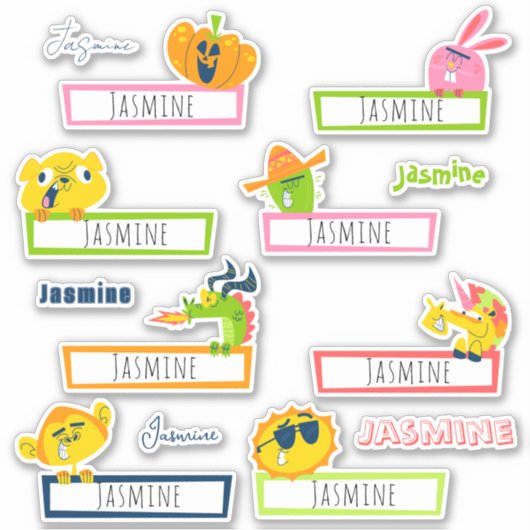 かわいいレトロおもしろい漫画 |新学期 シール (正面)