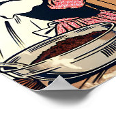 かわいいレトロお母さんと娘のベーキング ポスター (角)