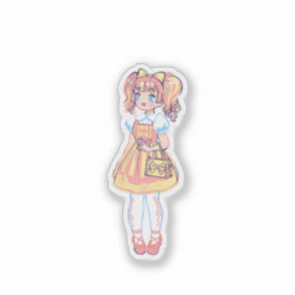かわいいレトロかわいいアニメの女の子のパステルファッションのビニールステッカー シール