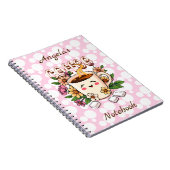 かわいいレトロかわいいコーヒーと花パーソナライズされた ノートブック (右側)