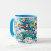 かわいいレトロかわいいSFロボットと虹 マグカップ (正面左)