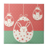 かわいいレトロなイースターバニーとイースター卵 タイル (正面)