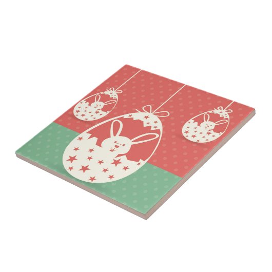 かわいいレトロなイースターバニーとイースター卵 タイル (側面)