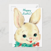 かわいいレトロなイースターバニー ホリデーポストカード (正面/裏面)
