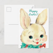 かわいいレトロなイースターバニー ホリデー ポストカード (正面/裏面)