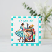 かわいいレトロなウェイトレスパーティー 招待状 (スタンド正面)