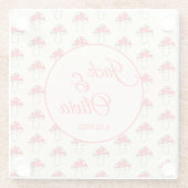 かわいいレトロなキノコ カスタム カップル名 ガラスコースター (裏面)