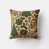 かわいいレトロなクリスマスアイコンパターン クッション (裏面)