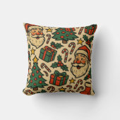 かわいいレトロなクリスマスアイコンパターン クッション (正面)