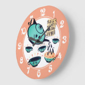 かわいいレトロなティーポット茶カップシャワーキッチン ラージ壁時計 (傾斜)