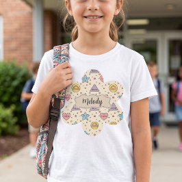 かわいいレトロなバックトゥスクール数学の形のパターン Tシャツ