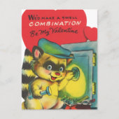 かわいいレトロなバレンタインのラッコ ポストカード (正面)