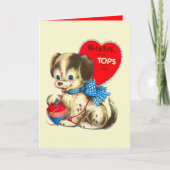 かわいいレトロなバレンタインデーの犬 シーズンカード (正面)