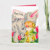 かわいいレトロなビンテージのイースターの子供の休日 シーズンカード (正面)