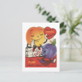 かわいいレトロなビンテージのフルーツバレンタイン シーズンポストカード (スタンド正面)