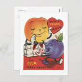 かわいいレトロなビンテージのフルーツバレンタイン シーズンポストカード (正面/裏面)