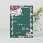 かわいいレトロなビンテージグリーンクリスマスカード シーズンカード (スタンド正面)