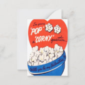 かわいいレトロなビンテージ ポップコーン バレンタイン ノートカード (正面)