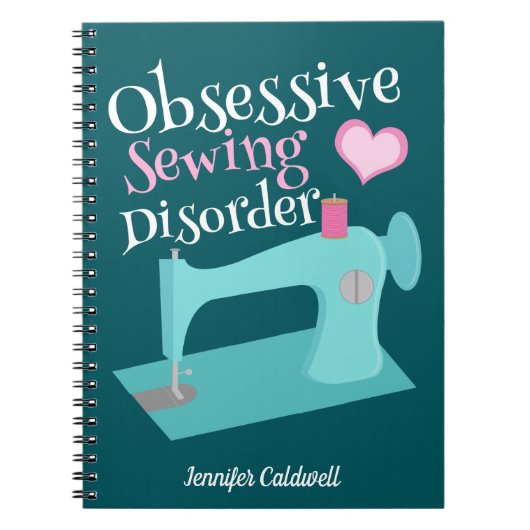 かわいいレトロなミシンと裁縫さん ノートブック (正面)