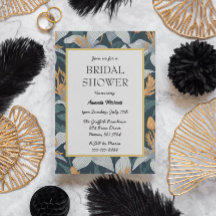 かわいいレトロなユリの花のブライダルシャワー招待状