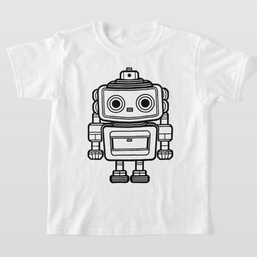 かわいいレトロなロボット漫画イラストレーションの子供 Tシャツ (レイダウン)