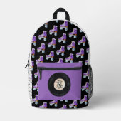 かわいいレトロなローラースケートミュージック | モノグラム プリントバックパック (正面)