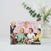 かわいいレトロなヴィンテージがコーヒーを出す シーズンポストカード (スタンド正面)