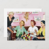 かわいいレトロなヴィンテージがコーヒーを出す シーズンポストカード (正面/裏面)