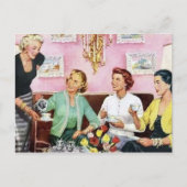 かわいいレトロなヴィンテージがコーヒーを出す シーズンポストカード (正面)