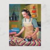 かわいいレトロなヴィンテージのアイロン掛け ポストカード (正面)