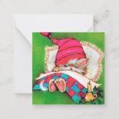 かわいいレトロなヴィンテージのクリスマスキャット追加文字 ノートカード (正面)
