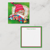 かわいいレトロなヴィンテージのクリスマスキャット追加文字 ノートカード (正面/裏面)