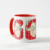 かわいいレトロなヴィンテージのバレンタイン マグカップ (正面左)