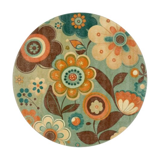 かわいいレトロなヴィンテージの花 カッティングボード (正面)