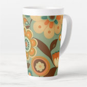 かわいいレトロなヴィンテージの花 カフェラテマグ (右アングル)