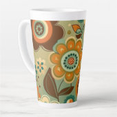 かわいいレトロなヴィンテージの花 カフェラテマグ (左アングル)